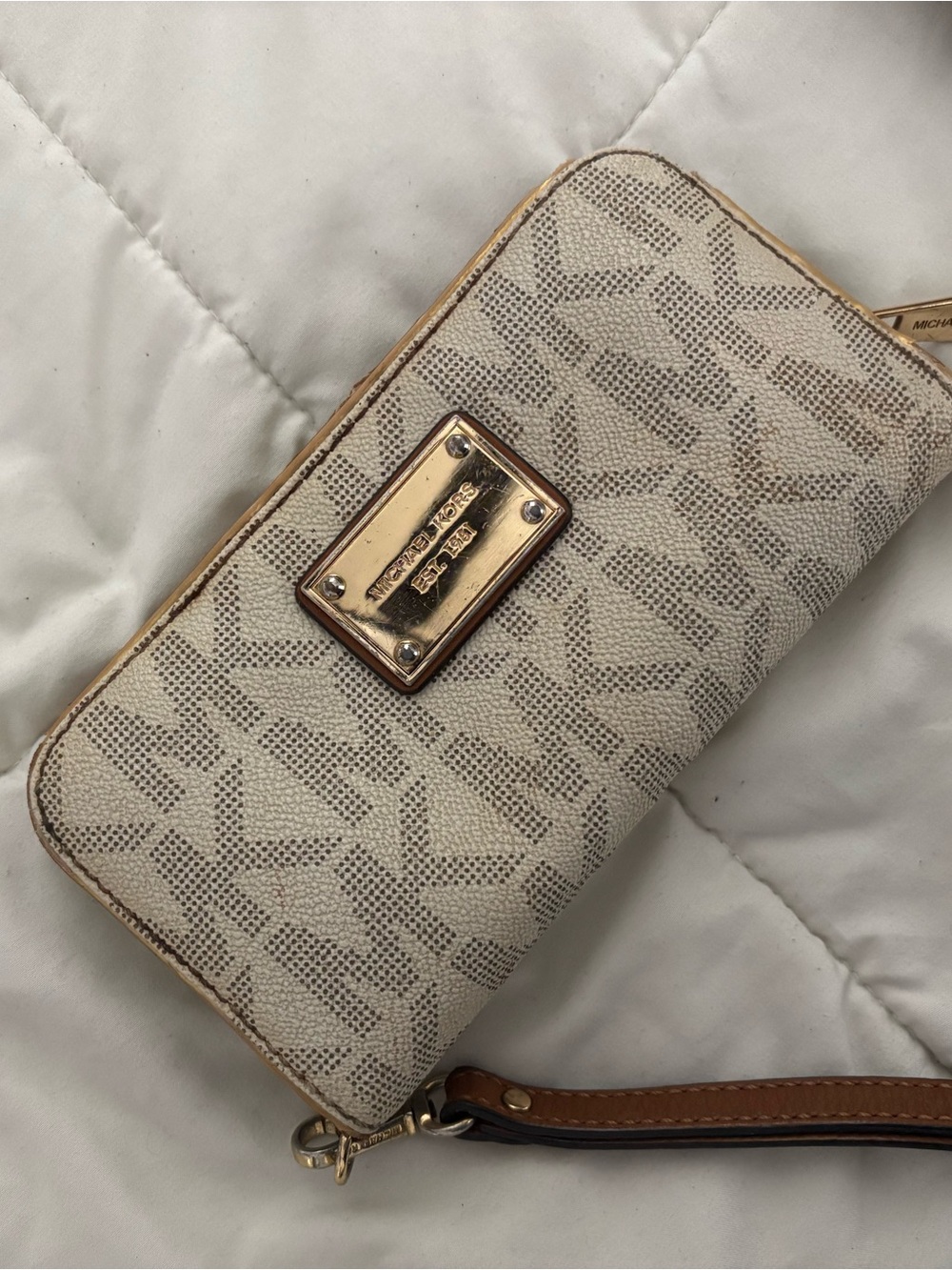 Michael Kors Cream Logo Wristlet Wallet